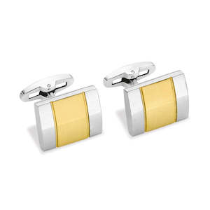 Mens Jewellery: CUDWORTH STAINLESS STEEL & GOLD PLATE CUFF LINKS