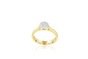 9k Yellow Gold Cluster Diamond Ring