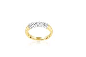 9k Yellow Gold & White Gold 2-tone 5-stone Diamond Ring