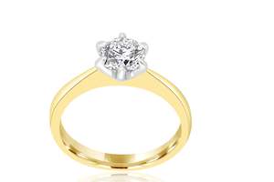 Engagement Wedding Diamond Rings: 18k Yellow Gold Shank 6-Claw Set 1ct Solitaire Diamond Ring