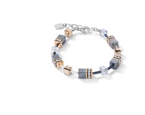 COEUR DE LION BRACELET HEAMATITE GEO-CUBE, ST/ST &ROSE GOLD PLATED W/ RHINESTONE&hellip;