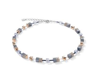 COEUR DE LION NECKLACE HEAMATITE GEO-CUBE, ST/ST &ROSE GOLD PLATED W/ RHINESTONE&hellip;