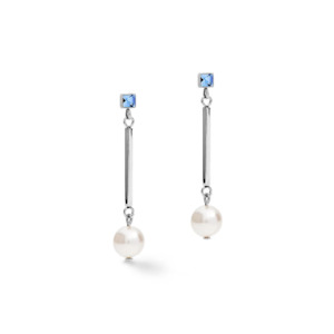 Fashion Jewellery Coeur De Lion: Coeur De Lion CL EARRINGS, Soft Blue & Swarovski Pearl on stainless steel