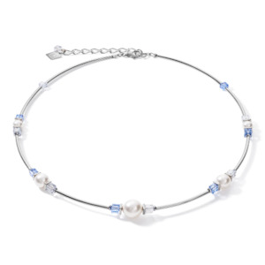 Fashion Jewellery Coeur De Lion: Coeur De Lion CL NECKLACE, Soft Blue & Swarovski Pearl on stainless steel