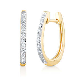 9K YELLOW GOLD DIAMOND EARRINGS (HUGGIE) TDW 0.25CT