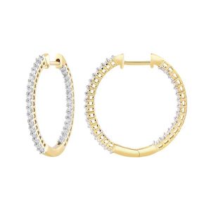 9K YELLOW GOLD DIAMOND EARRINGS (HOOP)