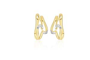 Diamond Earrings: 9k Yellow Gold Squiggle Huggie Diamond Earrings