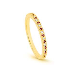 9K YG RUBY DIAMOND RING