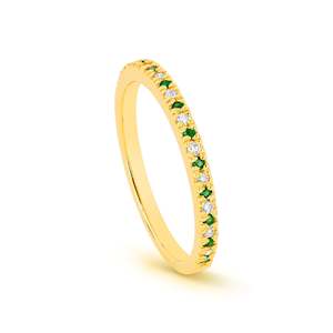 9K YG EMERALD DIAMOND RING