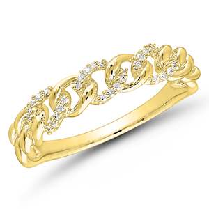Diamond Rings: 9K Yellow Gold chain link Diamond ring