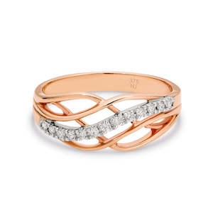 Diamond Rings: 9K Rose Gold / White Gold Diamond RIng TDW 0.15ct GH SI2-I1