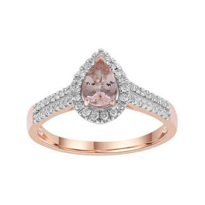 Coloured Gems Rings: 9K ROSE GOLD DIAMOND AND MORGANITE RING