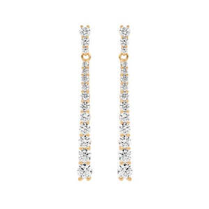 STG SILVER ROUND GRADUAL WHITE CZ DROP EARRINGS ROSE GOLD PLATED