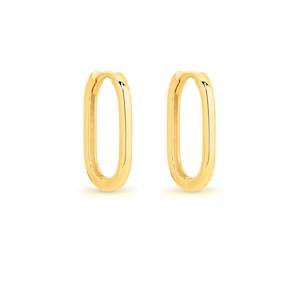 Plain Gold Earrings: 9K YG SQUARE HUGGIE EARRINGS