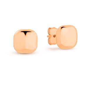Plain Gold Earrings: 9K RG SQUARE CUSHION  STUB EARRINGS