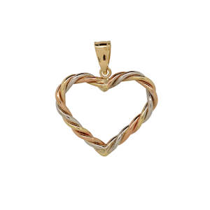 Plain Gold Pendants: 9k Rose, White & Yellow Tri-tone Gold Pendant