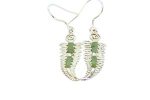 Pounamu: NZ pounamu fern earings with silver findings
