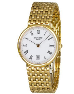 Olympic Mens Watches: Olympic Mens Watch GENUINE SWISS MADE Gents PVD plated on stainless-steel case & bracelet Ronda Swiss designed movement 30 metres