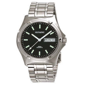 Olympic Mens Watch Black Index, B/let, 100M, Swiss Movt