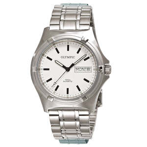 Olympic Mens Watches: Olympic Mens Workwatch White Index, B/let, 100m, Swiss Movt