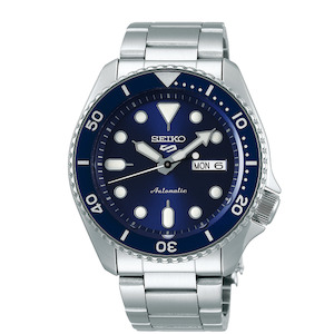 Seiko Gents Watches: SEIKO GENTS WATCH SEIKO 5 SPORTS Automatic Blue Dial Silver B/let 100M Water Resistant