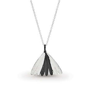 Necklaces: STG SILVER PIWAKAWAKA PENDANT WITH CHAIN 45CM