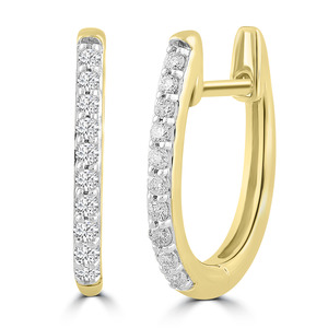 9K YG  DIAMOND HUGGIE EARRINGS