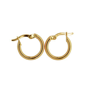 9CT YG AND SILVER BONDED PLAIN HOOP EARRINGS