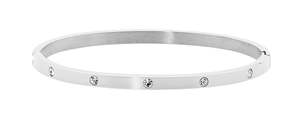 STAINLESS STEEL hinged 4MM wide BANGLE with white cz