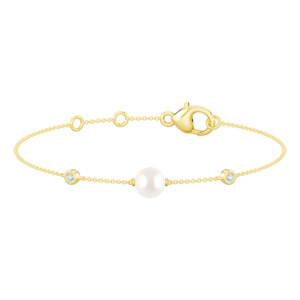 9K YG FRESHWATER PEARL LGD STATION BRACLET