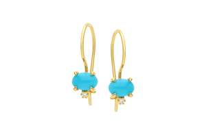 9ct yg turquoise & lab GROWN diamond earrings