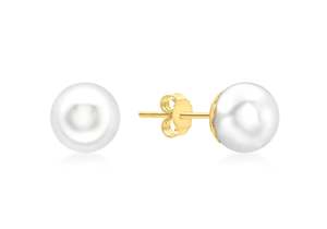 9K YG 8MM FRSHWATER PEARL STUD EARRINGS