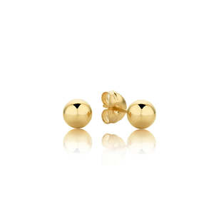 Plain Gold Earrings: 9K YG 4MM ROUND BALL STUNDS