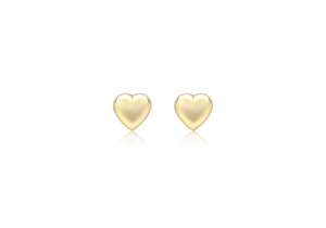 Plain Gold Earrings: 9K YG MINI HEART SUD EARRINGS