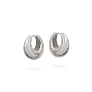 Silver Earrings: STG 17MM CRESCENT SHAPE HUGGIE EARRING