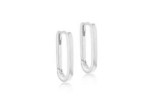 Silver Earrings: STG RECTANGULAR HOOP EARRINGS