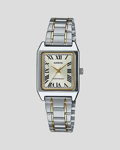 Casio Watches Ladies: CASIO LADIES ANALOGUE MINERAL GLASS, WR SILVER /GOLD S/STEEL BAND