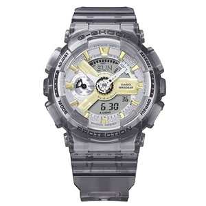 CASIO G-SHOCK DUO SKELETON MET DIAL ALARM, SW/W, 200M SILV/GOLD LCD, CHARCOAL BAND