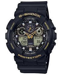 G Shock Watches: CASIO G-SHOCK ANA/ DIG BLACK GOLD 200M WR, ALARM, STOPWATCH BLACK/ GOLD