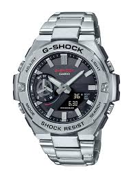 CASIO G-SHOCK STEEL BLUETOOTH SOLAR, BT, W/TIME,S/WATCH 200M BLK DIAL, S/STEEL BAND