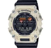G Shock Watches: CASIO G-SHOCK DUC NEW AGE DESIGN WORLD TIME, ALARM, 1/1000 S/W BLK/RED, WHITE CASE & BAND, RES