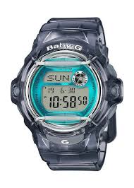 Baby G Watches: CASIO BABY G DIGITAL RENEWAL LED, S.WATCH,ALARM,100M WR BLU FACE CLEAR BLUE RESIN BAND