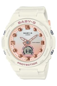 Baby G Watches: CASIO BABY G ANALOGUE PLAYFUL BEACH COLL WHITE GACE RESIN BAND