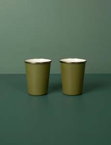Enamel 2-Tone Tall Cup Set // Olive Drab