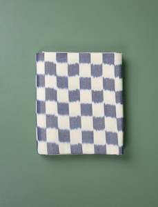 Handwoven Single Ikat Tablecloth // Navy Check