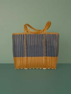 Palorosa: Flat Weave Tote // Midnight Blue & Tobacco