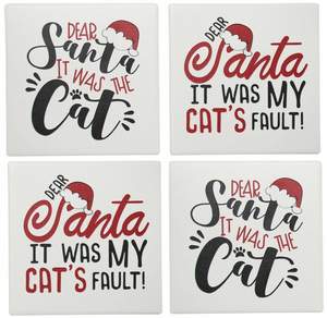 Fun Coasters: Christmas Santa Cat Drink Coasters