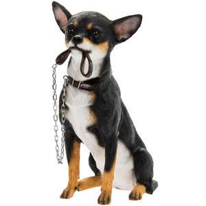 Figurines And Ornaments: Chihuahua Black Dog Walkies ? Figurine Collectible Black - The Leonardo Collection