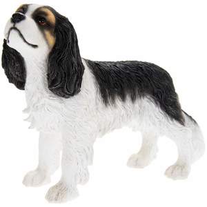 Figurines And Ornaments: Cavalier King Charles Spaniel Black/White Dog Figurine Collectible - The Leonardo Collection