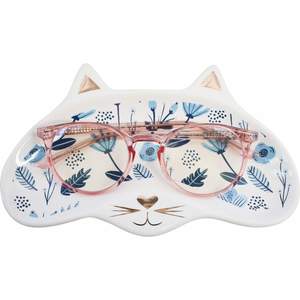 Cat Lover Gifts: Glasses Dish - Cat Blue Folk